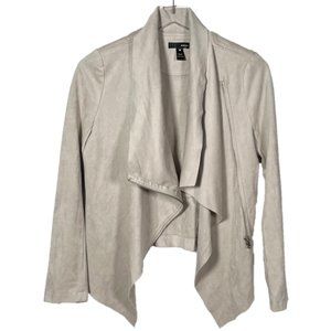 AQUA Faux Suede Drape Zipper Front Jacket Size Small
